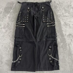 Vintage Tripp NYC Convertible Pants Mens XL Black Chain Baggy Studded Goth Skull